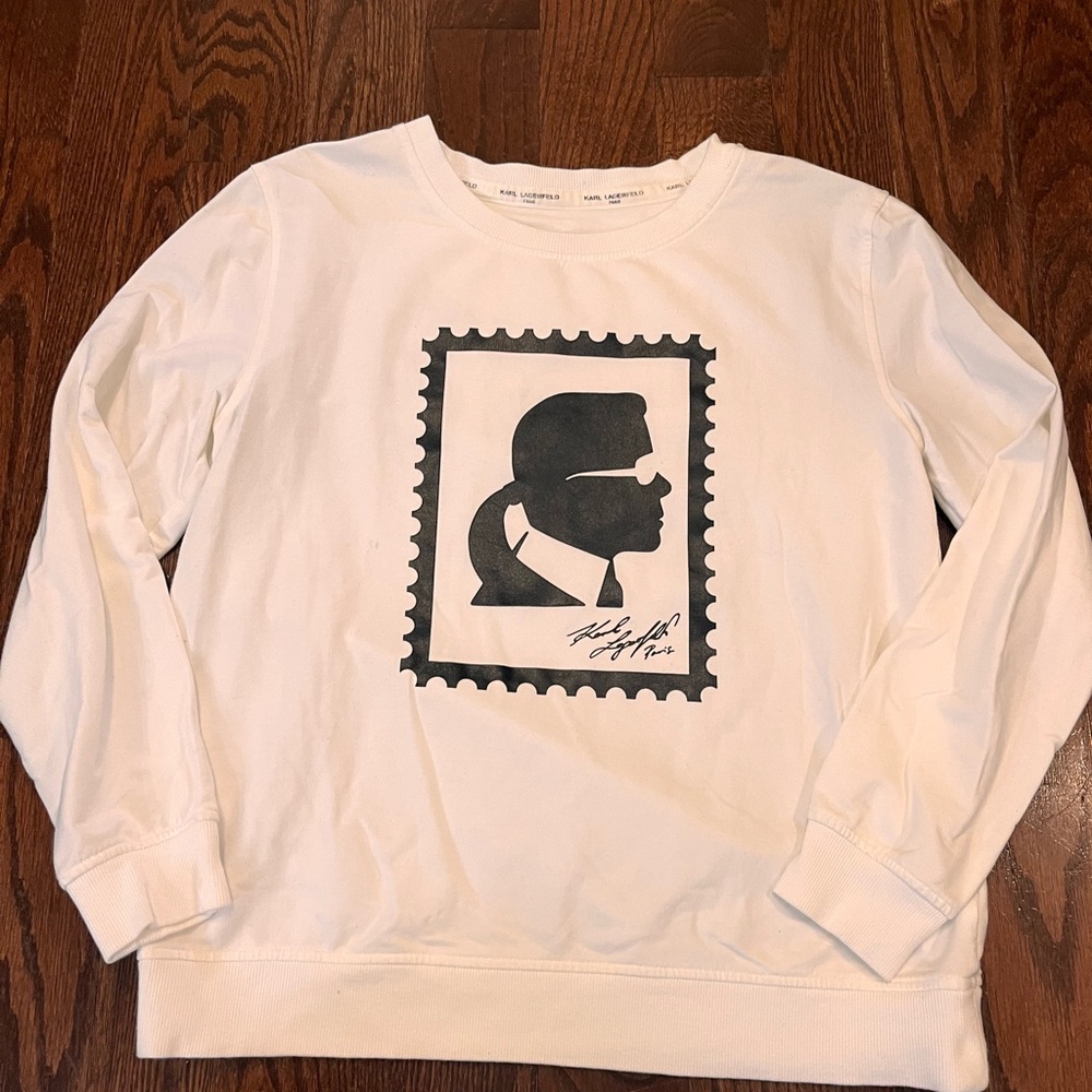 Karl Lagerfeld White Crewneck Top